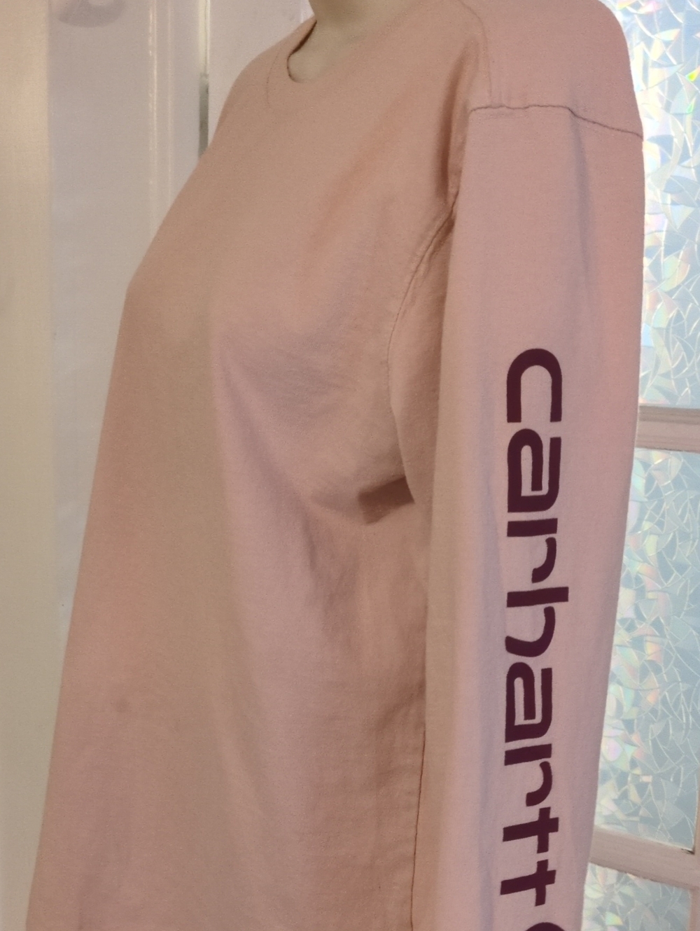 Carhartt Blush Pink Long Sleeve Logo Shirt